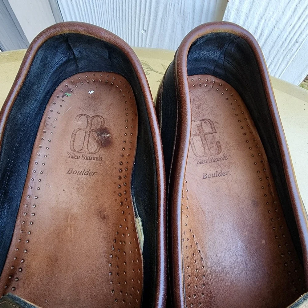 Allen Edmonds Sz 12 D Black Brown Leather‎ Boulder Venetian Driving Moc Loafers